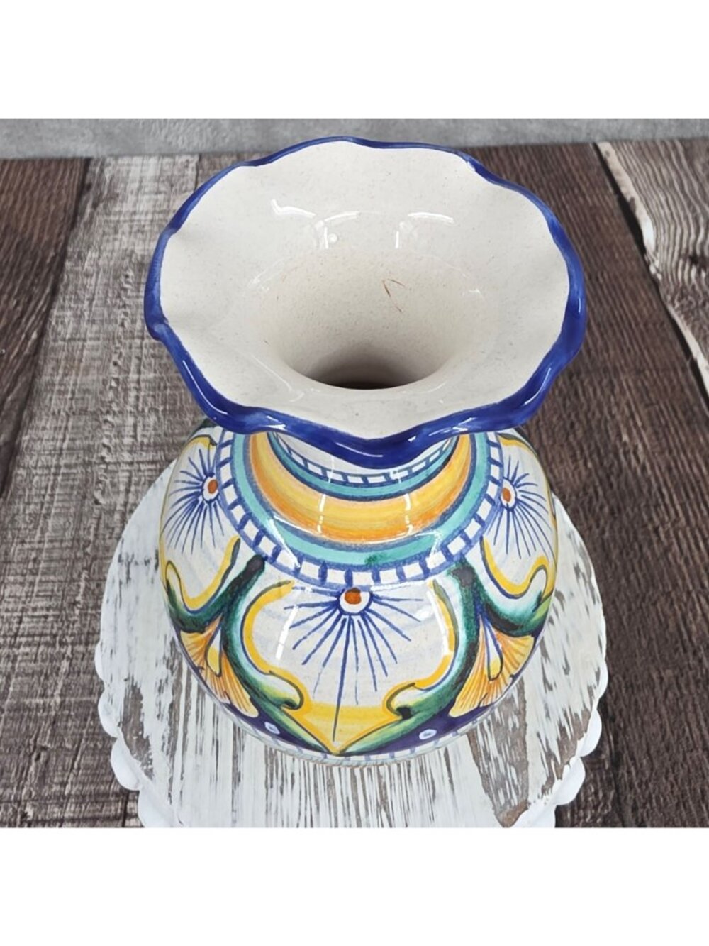 Italian Artisan Hand Painted Vase Folk Art Vintage Colorful Floral Marked Signed - Picture 8 of 10